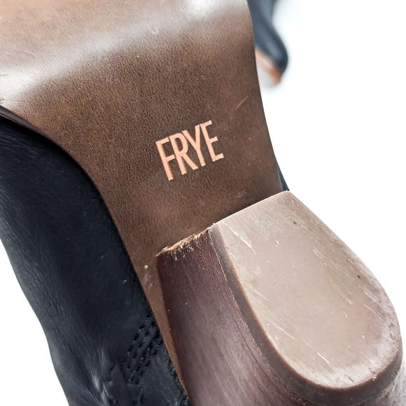 Frye Women Reina Cut Out Black Leather Western Cowboy Ankle Suede boots size 7 - Picture 10 of 12